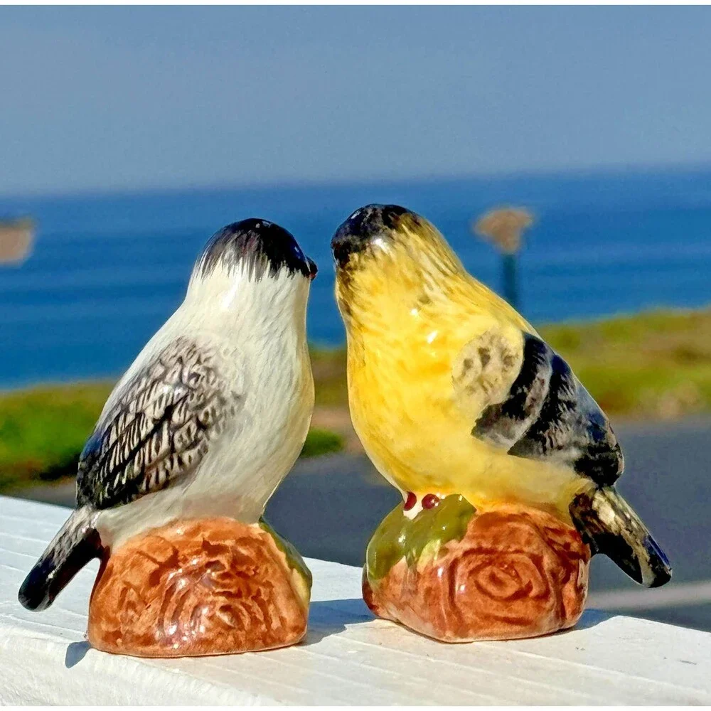 Italian Ceramic Olive Oil Bottle Set‎ Bird Figurines Kitchen Decor Hand Painted
